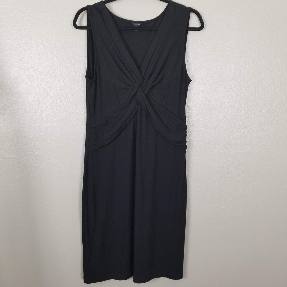 Ann Taylor Black Knot Front Jersey Midi Dress M